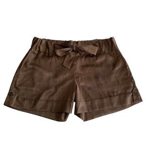 The Limited Paper Bag Satin Shorts Elastic Waist Color Brown Size 12 for Women
